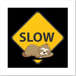 Caution Slow - Sleeping Sloth Posters and Art